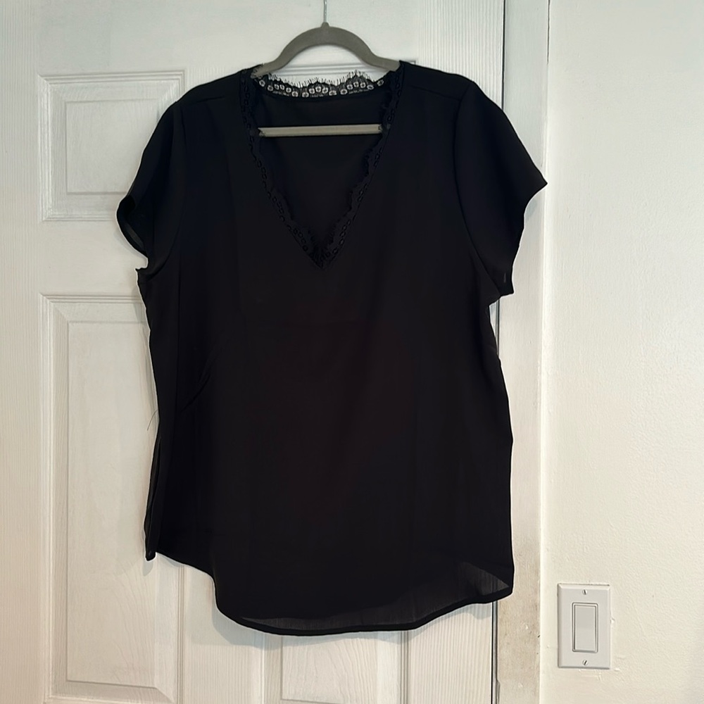 Black T-Shirt with Neck Detail
